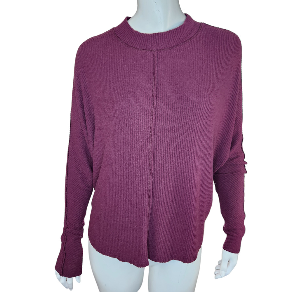 Treasure & Bond Women's Medium Burgundy Stem Drop Shoulder Long Sleeve‎ Sweater